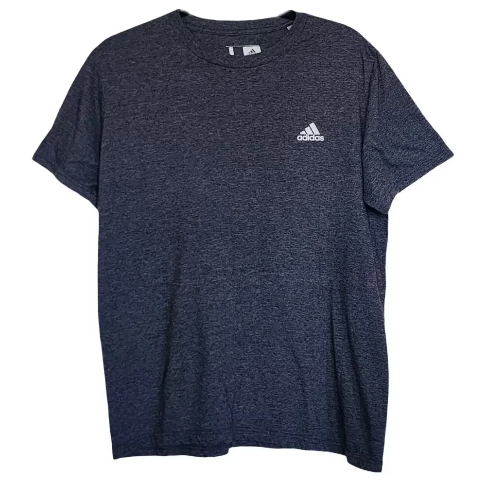 Men's adidas Logo Charcoal Heather Large T Shirt Workout Cotton Poly